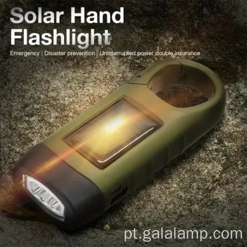 Lanterna de emergência movida a energia solar com carregamento manual